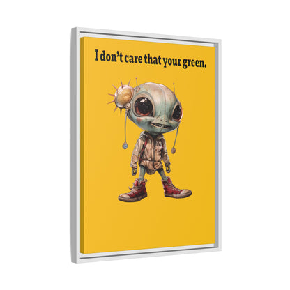 I don't care that your green - framed canvas art (yellow)
