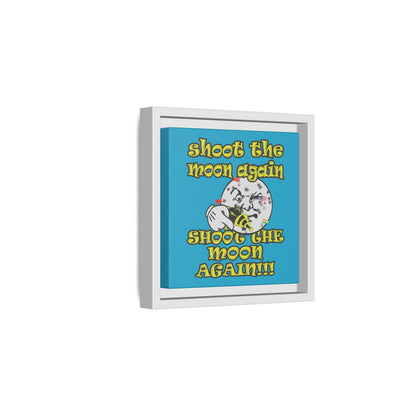 shoot the moon again - framed canvas art (turquoise)
