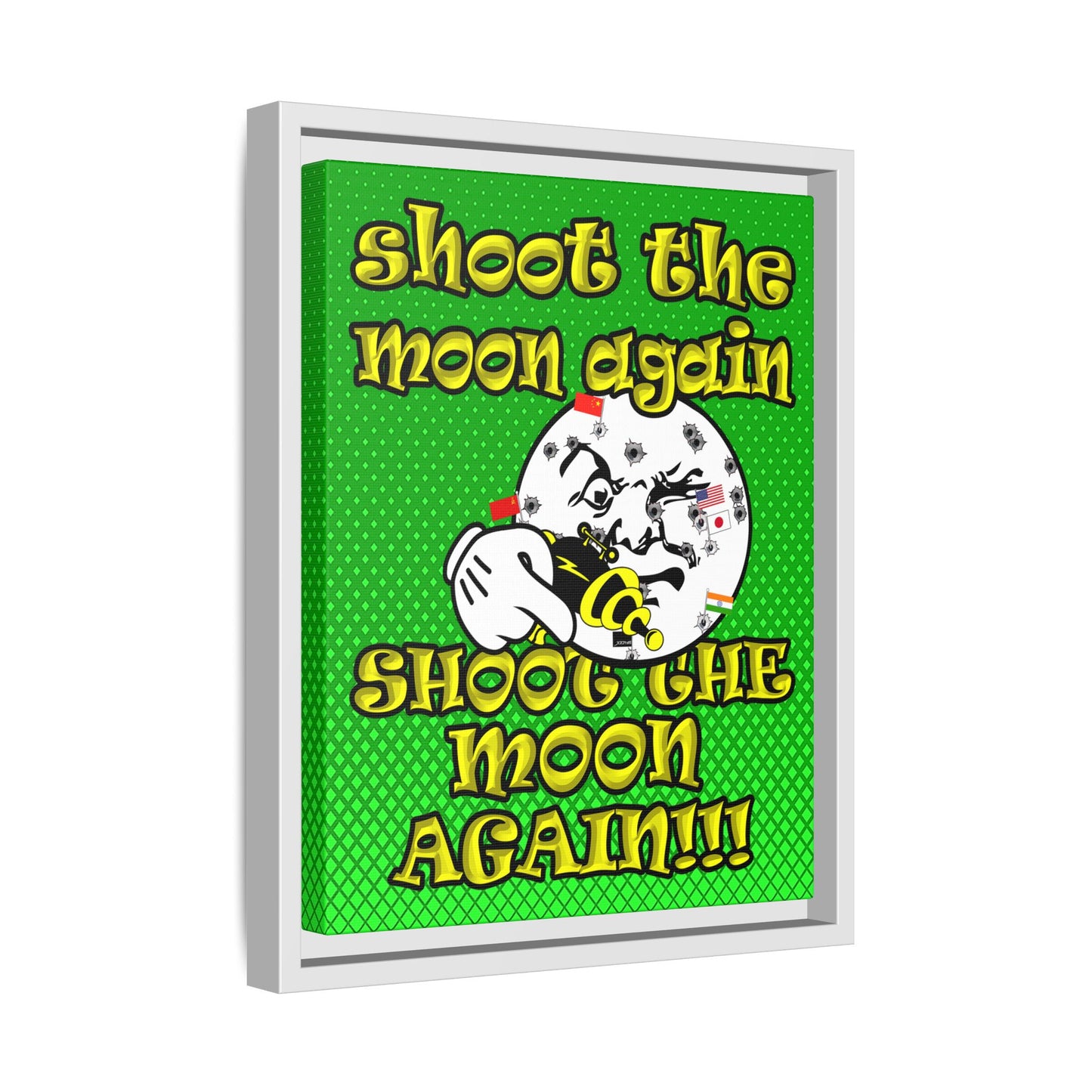 shoot the moon again - framed canvas art (logo green)