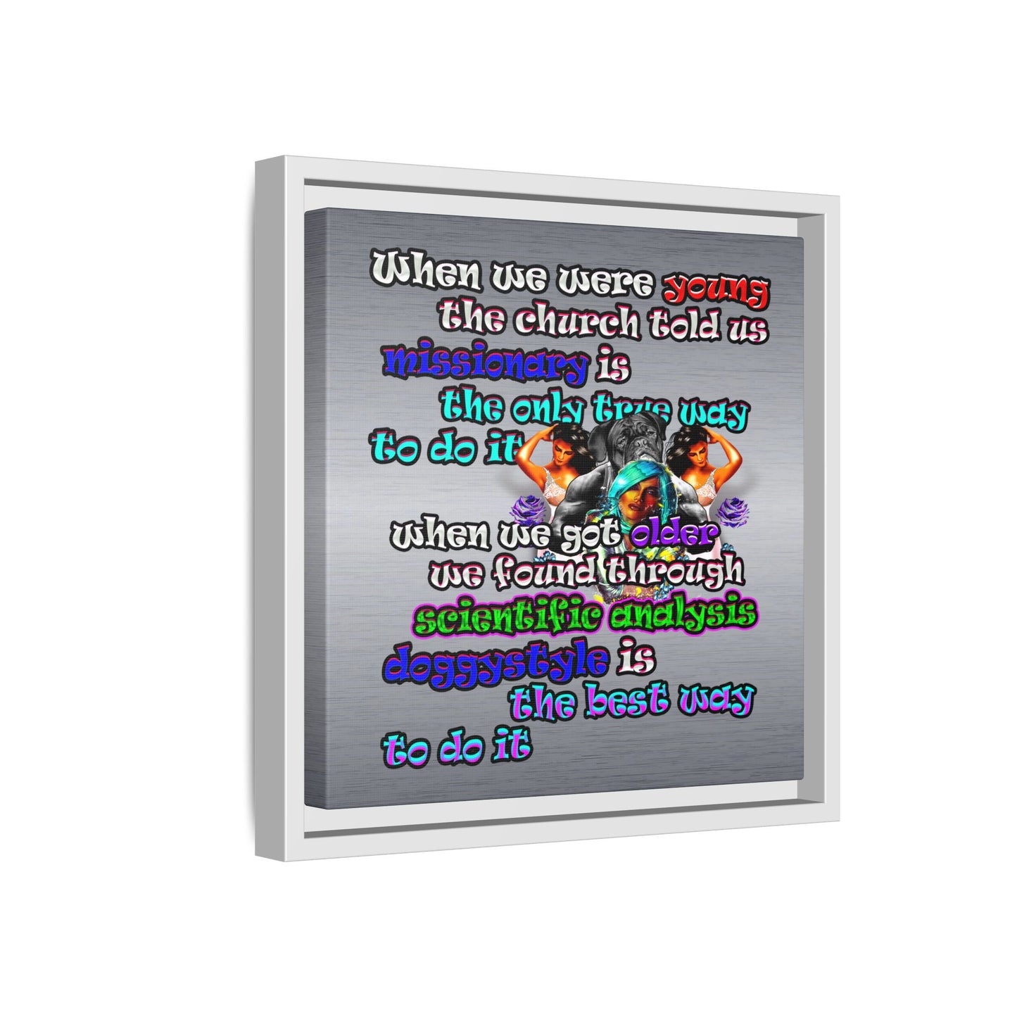 doggystyle - framed canvas art (brushed nickel)