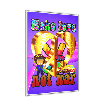 love peace - framed canvas art (purple-pink wave)