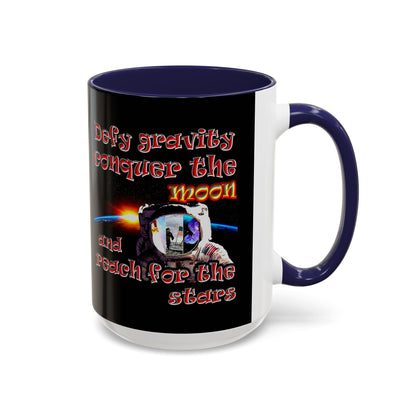 defy conquer reach - Accent Mug (black)