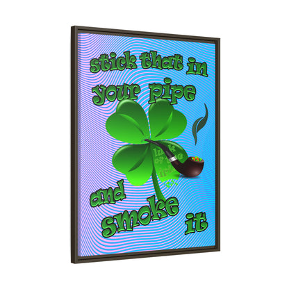 stick that in your pipe and smoke it - framed canvas art (light blue-purple wave)