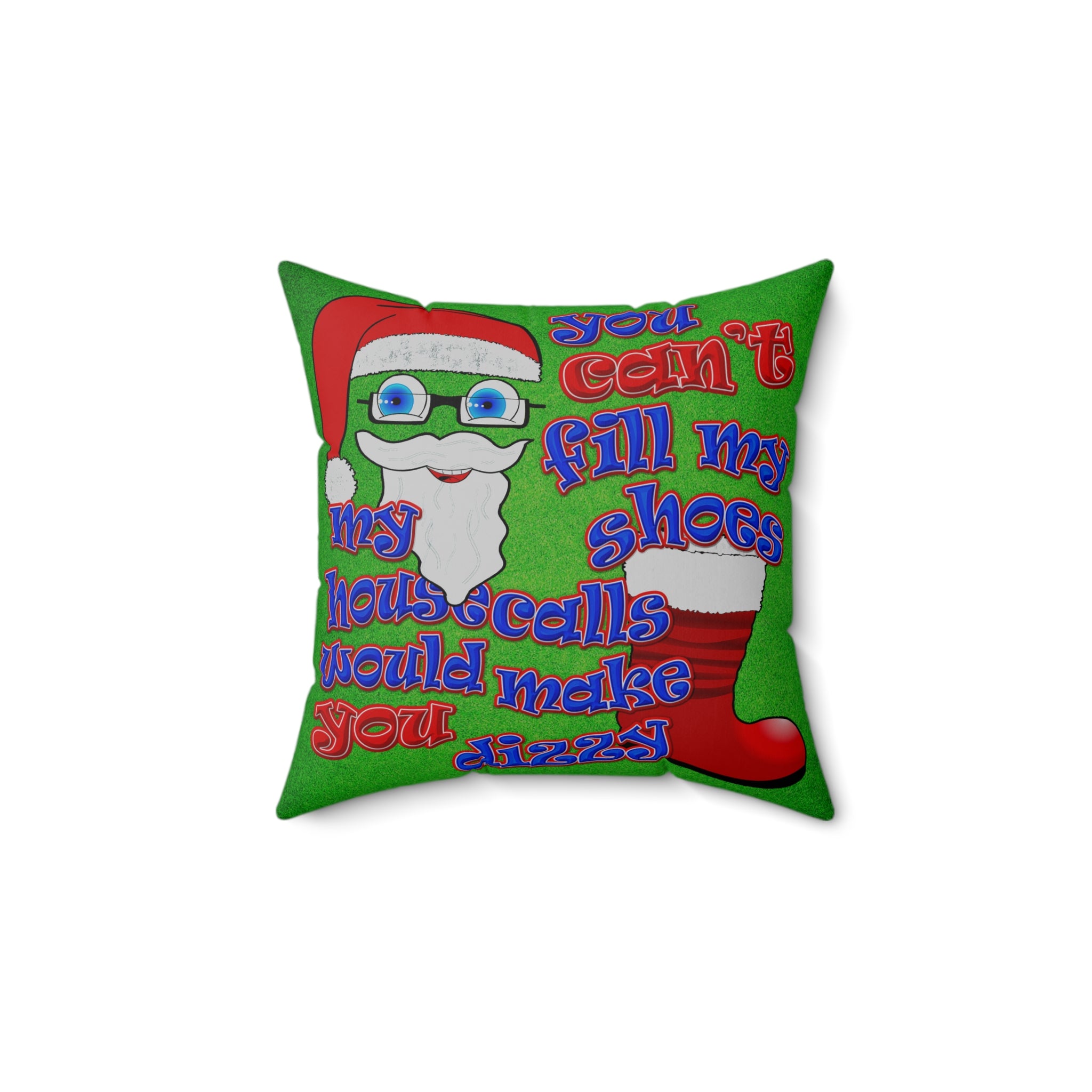 santa's shoes - Spun Polyester Square Pillow - (green turf)