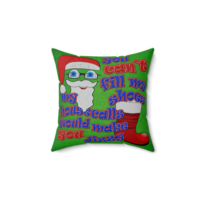 santa's shoes - Spun Polyester Square Pillow - (green turf)