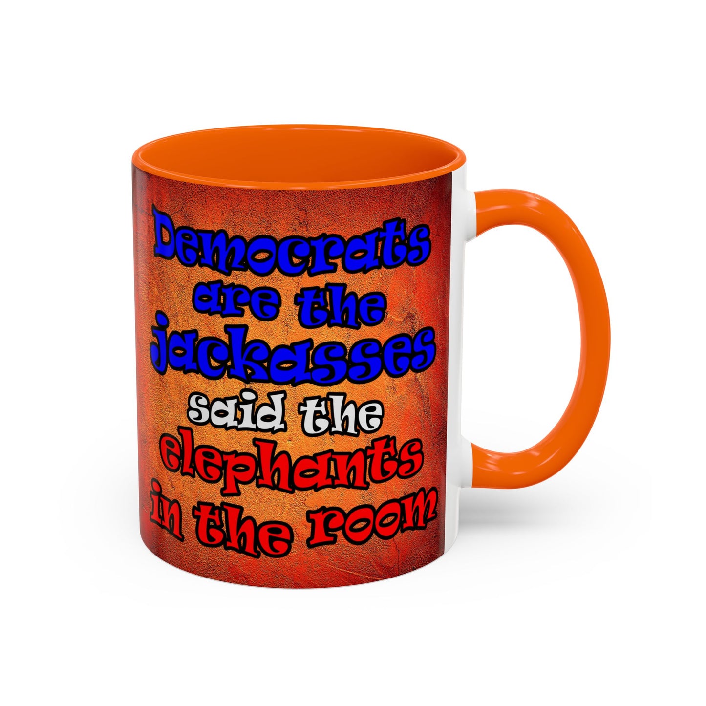 donkeys and elephants - Accent Mug (burnt orange)