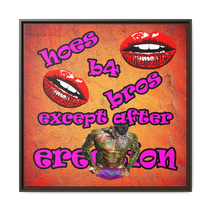 hoes b4 bros - framed canvas art (burnt orange)