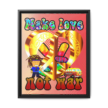 love peace - framed canvas art (yellow-orange wave)