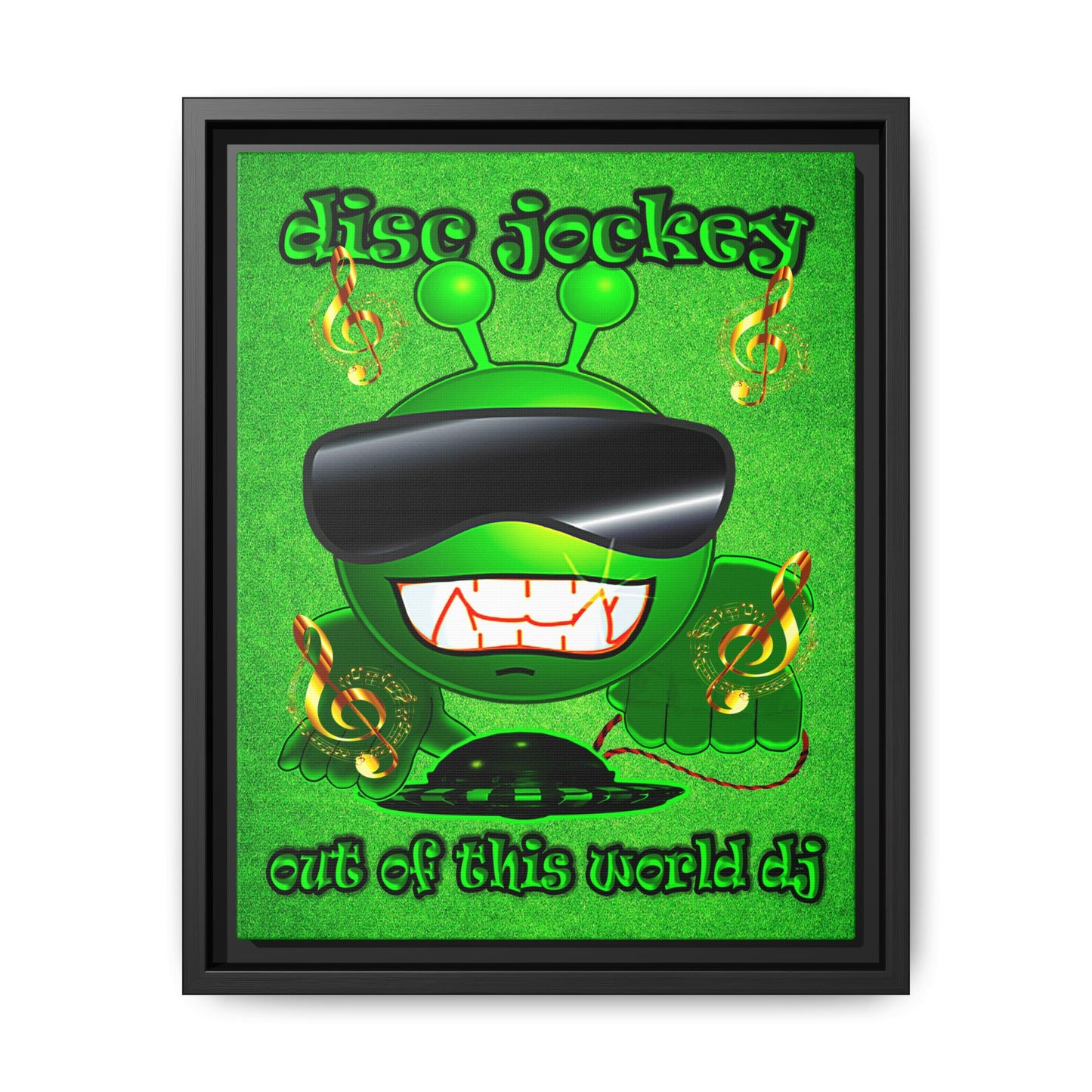 disc jockey - framed canvas art (green turf)