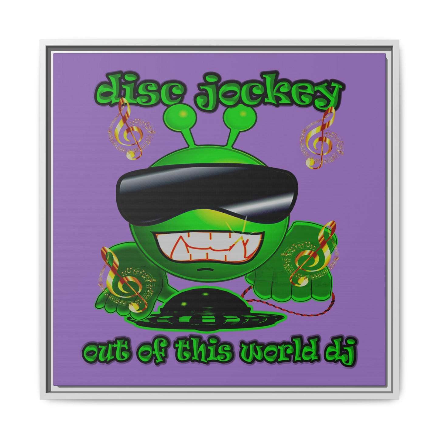 disc jockey - framed canvas art (light purple)