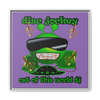 disc jockey - framed canvas art (light purple)