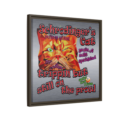 schrodinger's cat - framed canvas art (brushed nickel)
