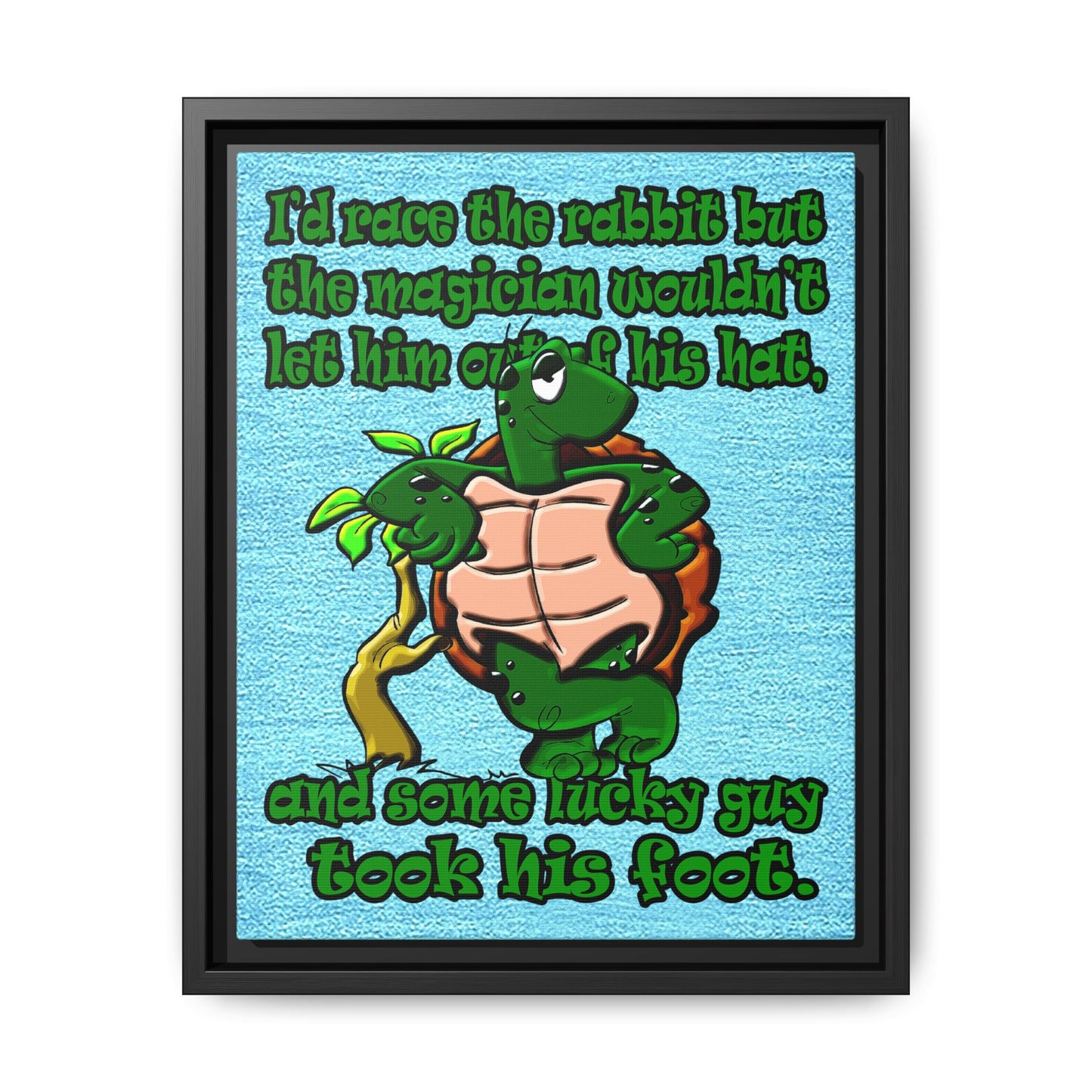 turtle race - framed canvas art (faded blue)