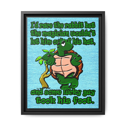 turtle race - framed canvas art (faded blue)