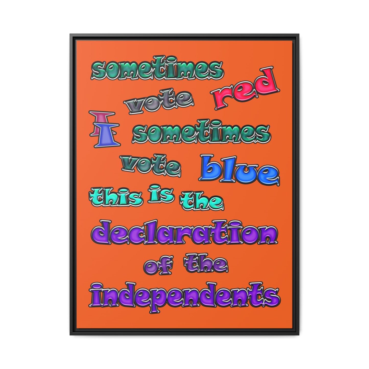 declaration of the independents - framed canvas art (orange)