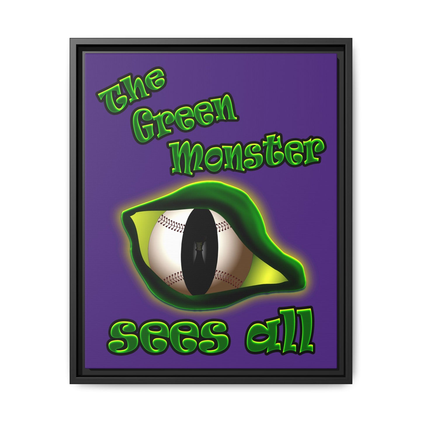 green monster - framed canvas art (purple)