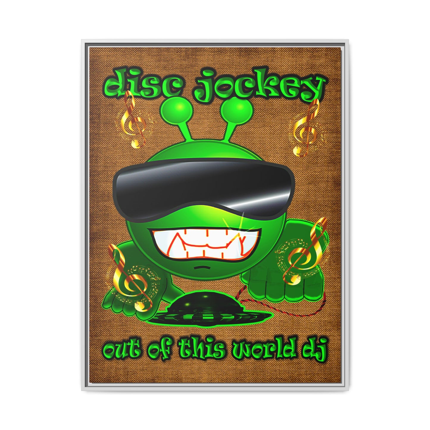 disc jockey - framed canvas art (brown papyrus)