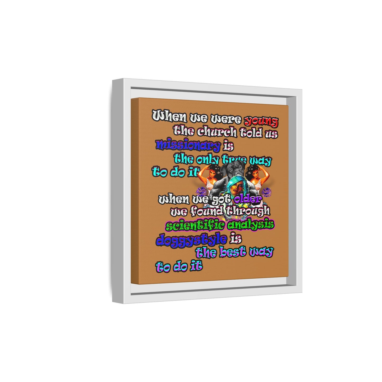 doggystyle - framed canvas art (light brown)