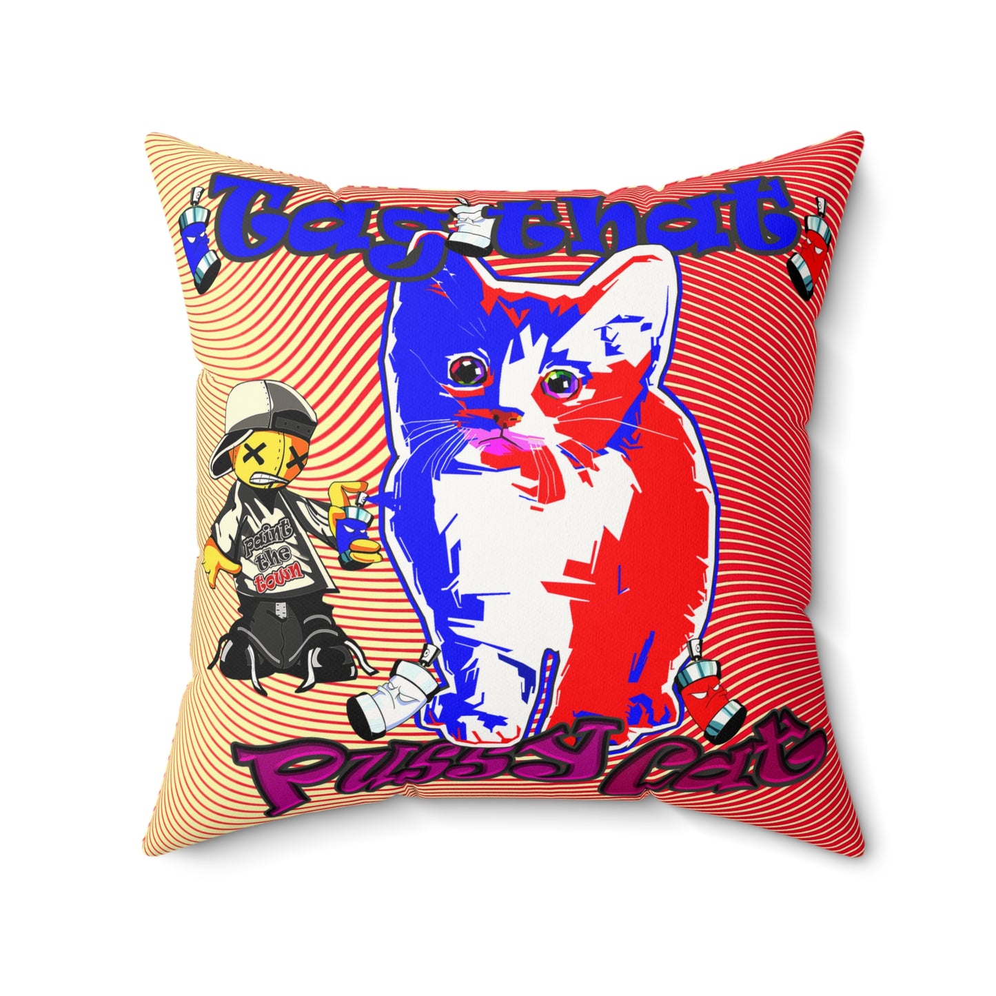 tag that - Faux Suede Square Pillow - (yellow-orange wave)