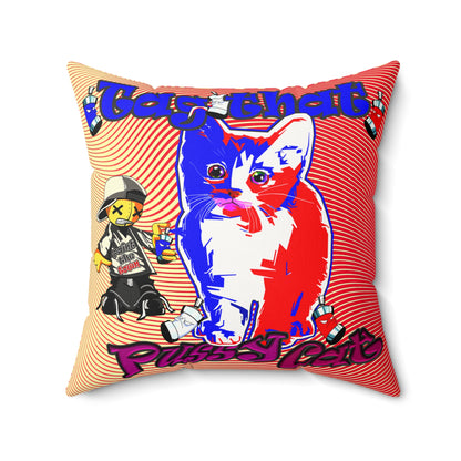 tag that - Faux Suede Square Pillow - (yellow-orange wave)