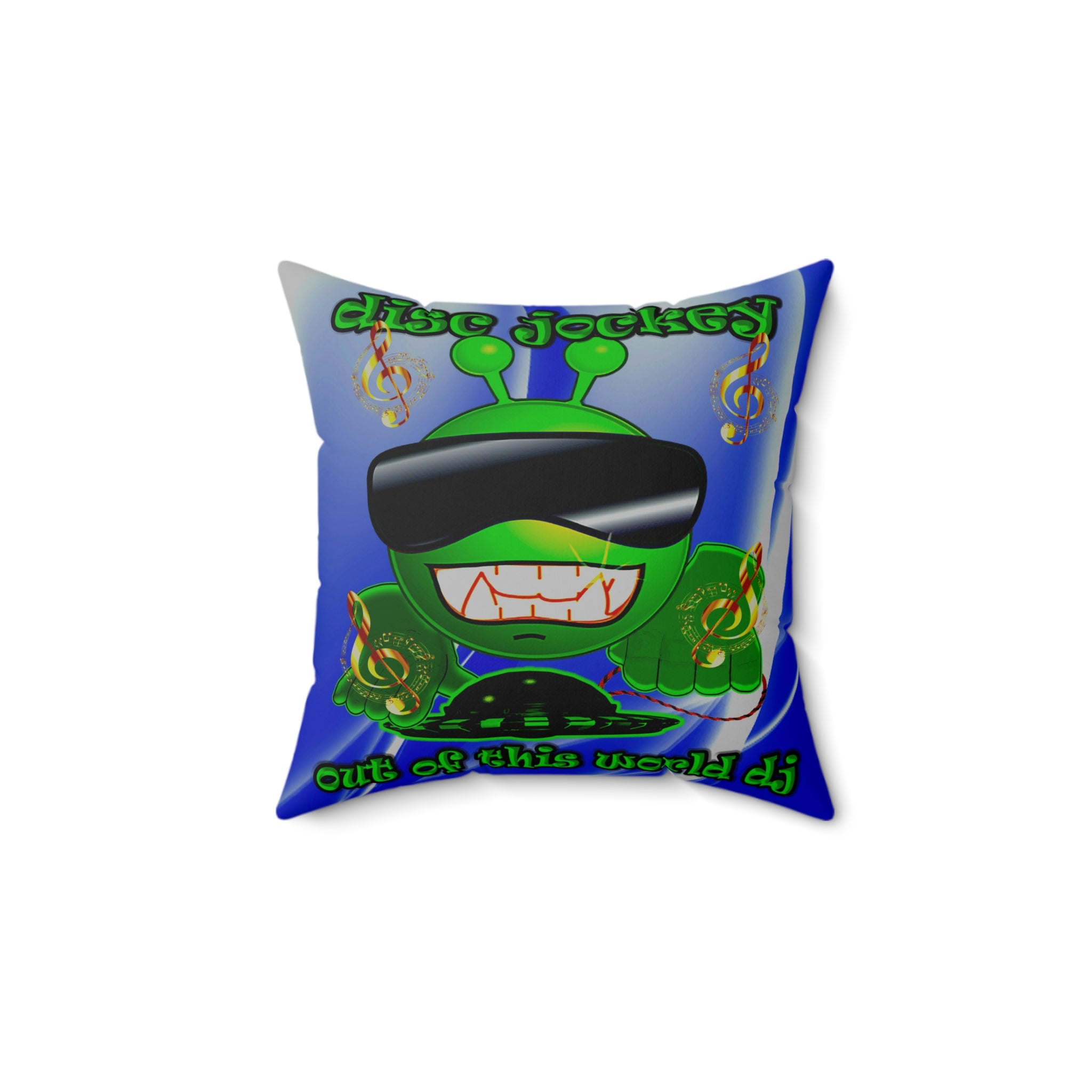 disc jockey - Spun Polyester Square Pillow - (blue-white wave)