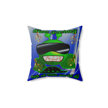 disc jockey - Spun Polyester Square Pillow - (blue-white wave)