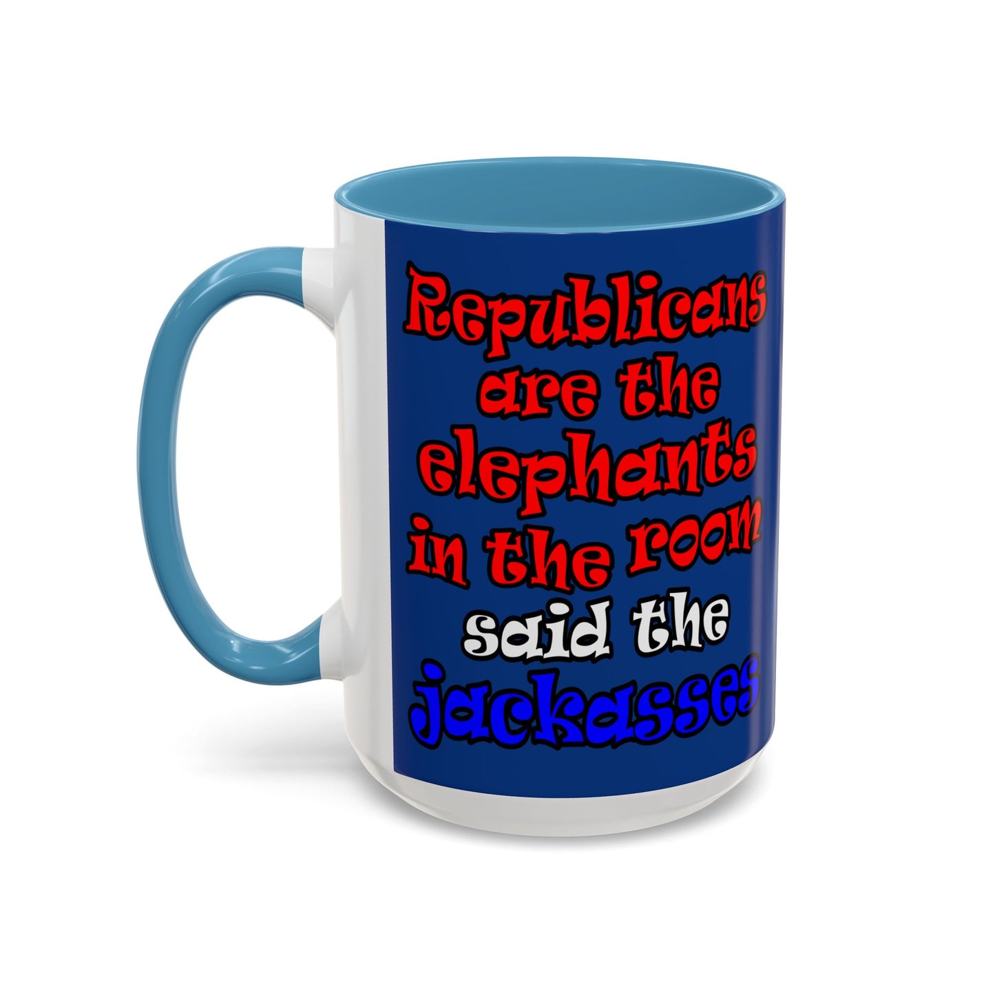 donkeys and elephants - Accent Mug (dark blue)