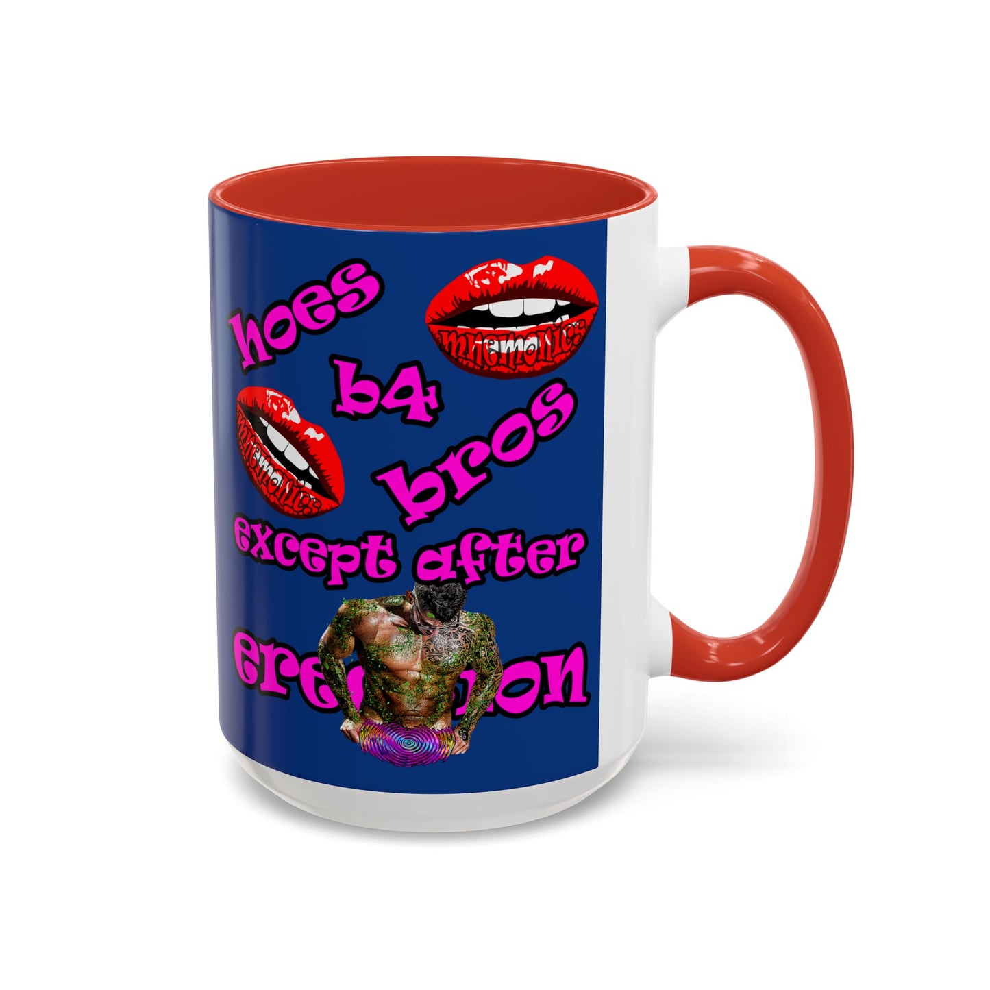hoes b4 bros - Accent Mug (dark blue)