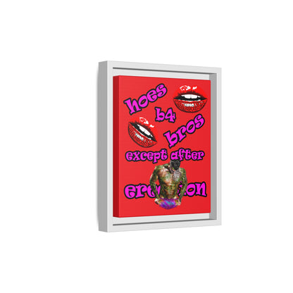 hoes b4 bros - framed canvas art (red)