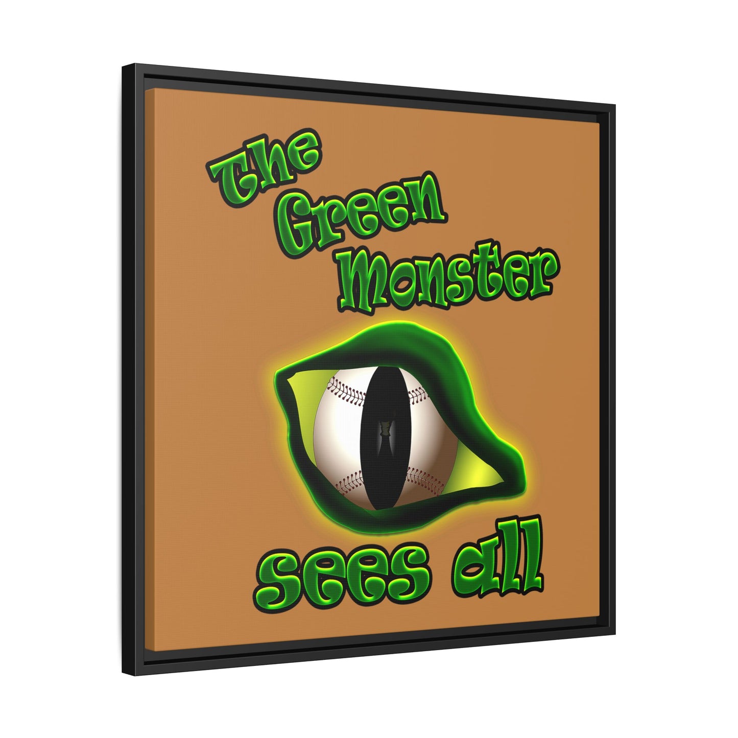 green monster - framed canvas art (light brown)
