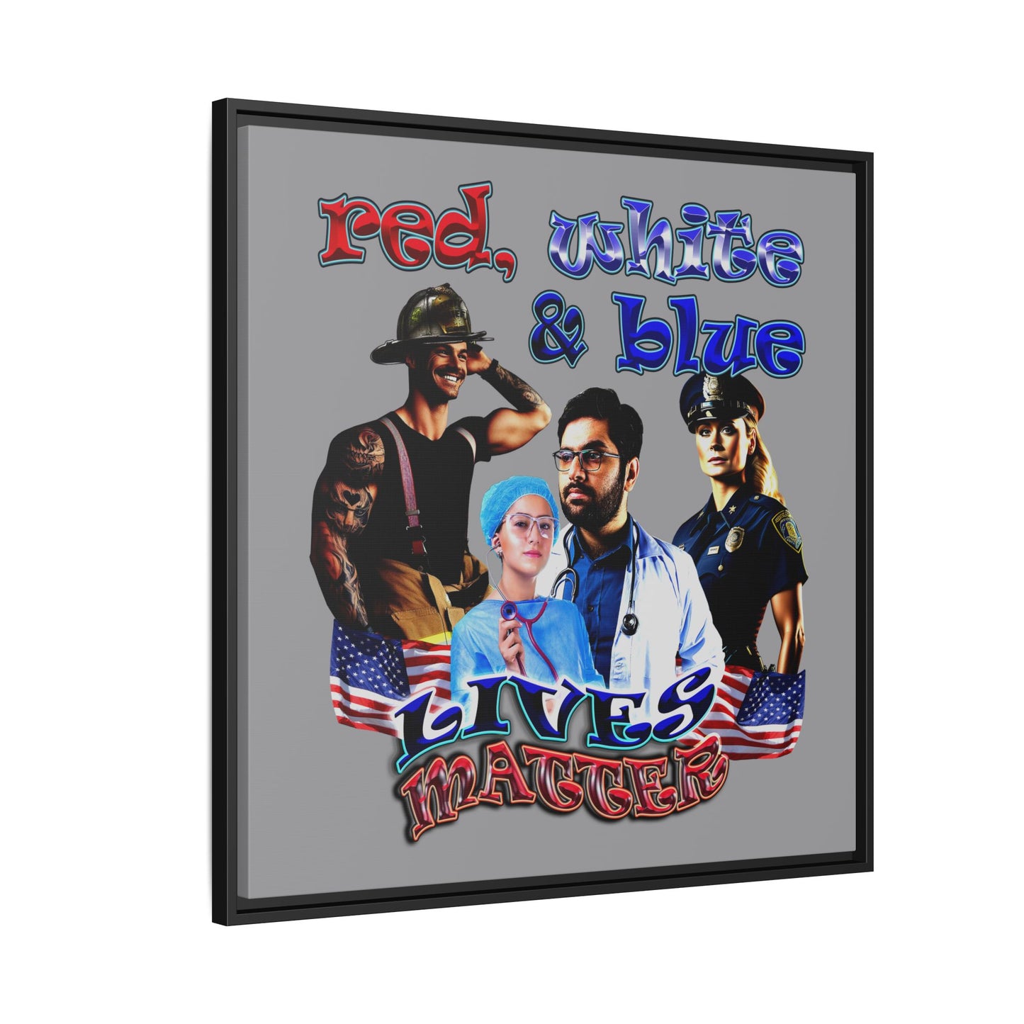 rw&b lives matter - framed canvas art (grey)