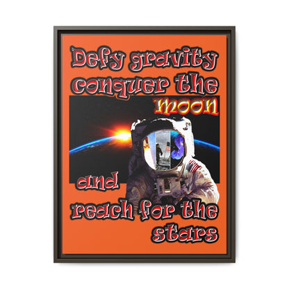 defy conquer reach - framed canvas art (orange)