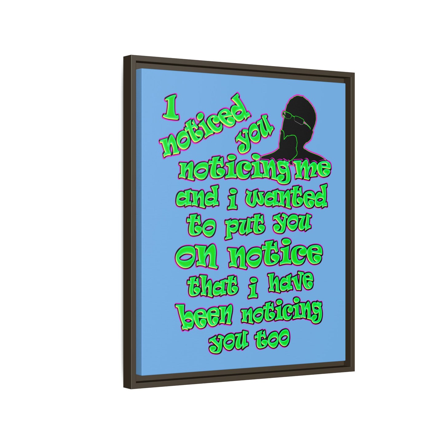 noticed you noticing - framed canvas art (light blue)