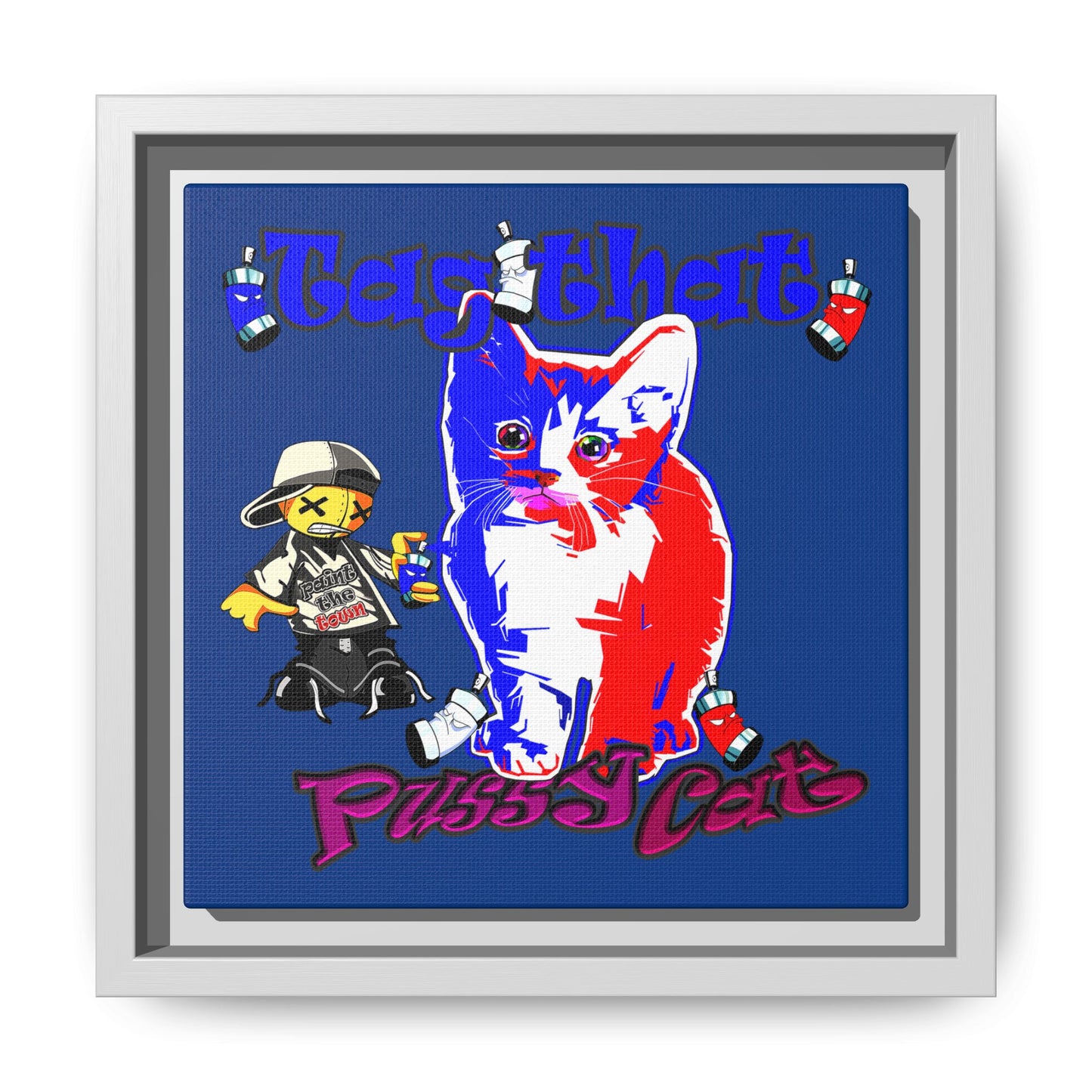 tag that - framed canvas art (dark blue)