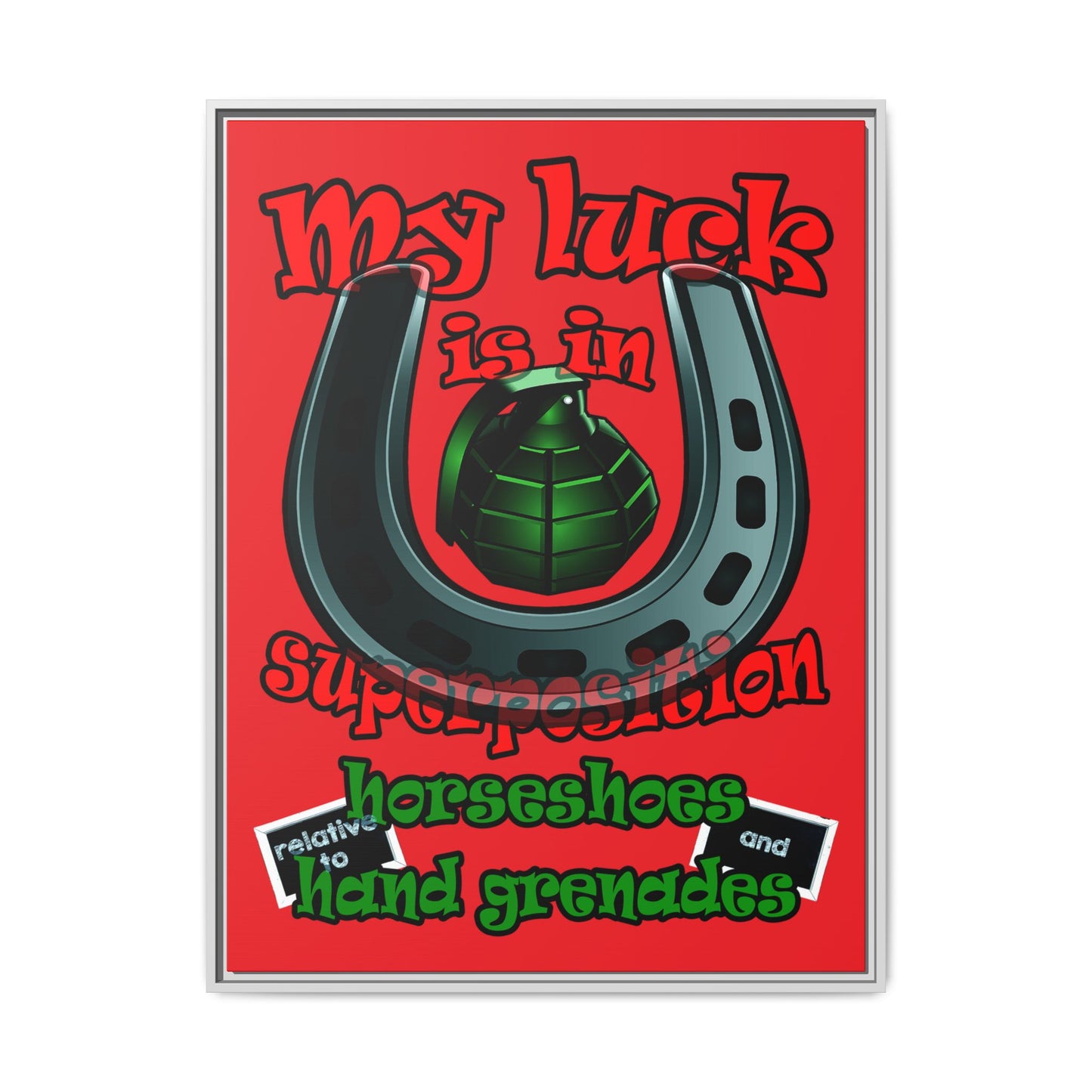 my luck - framed canvas art (red)