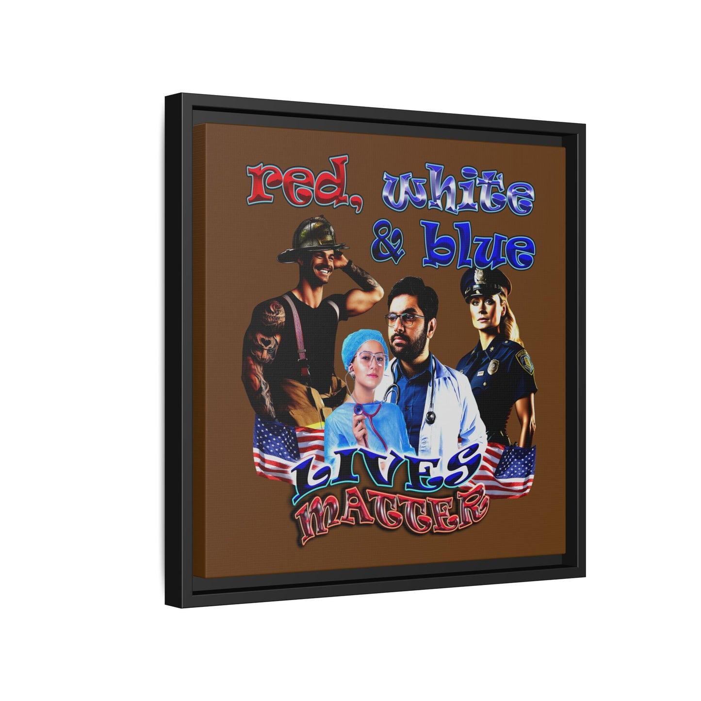 rw&b lives matter - framed canvas art (brown)