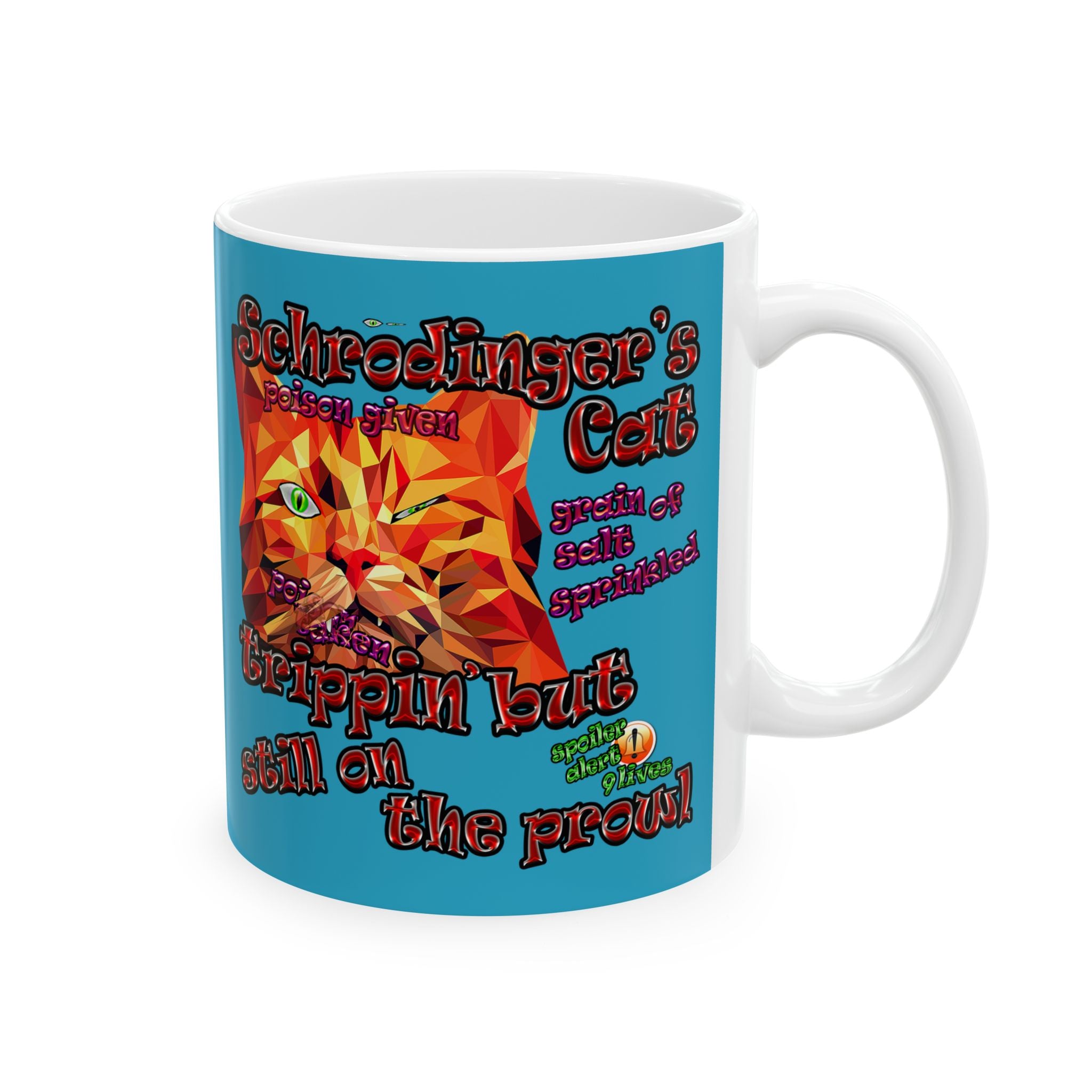 schrodinger's cat - White Mug (turquoise)