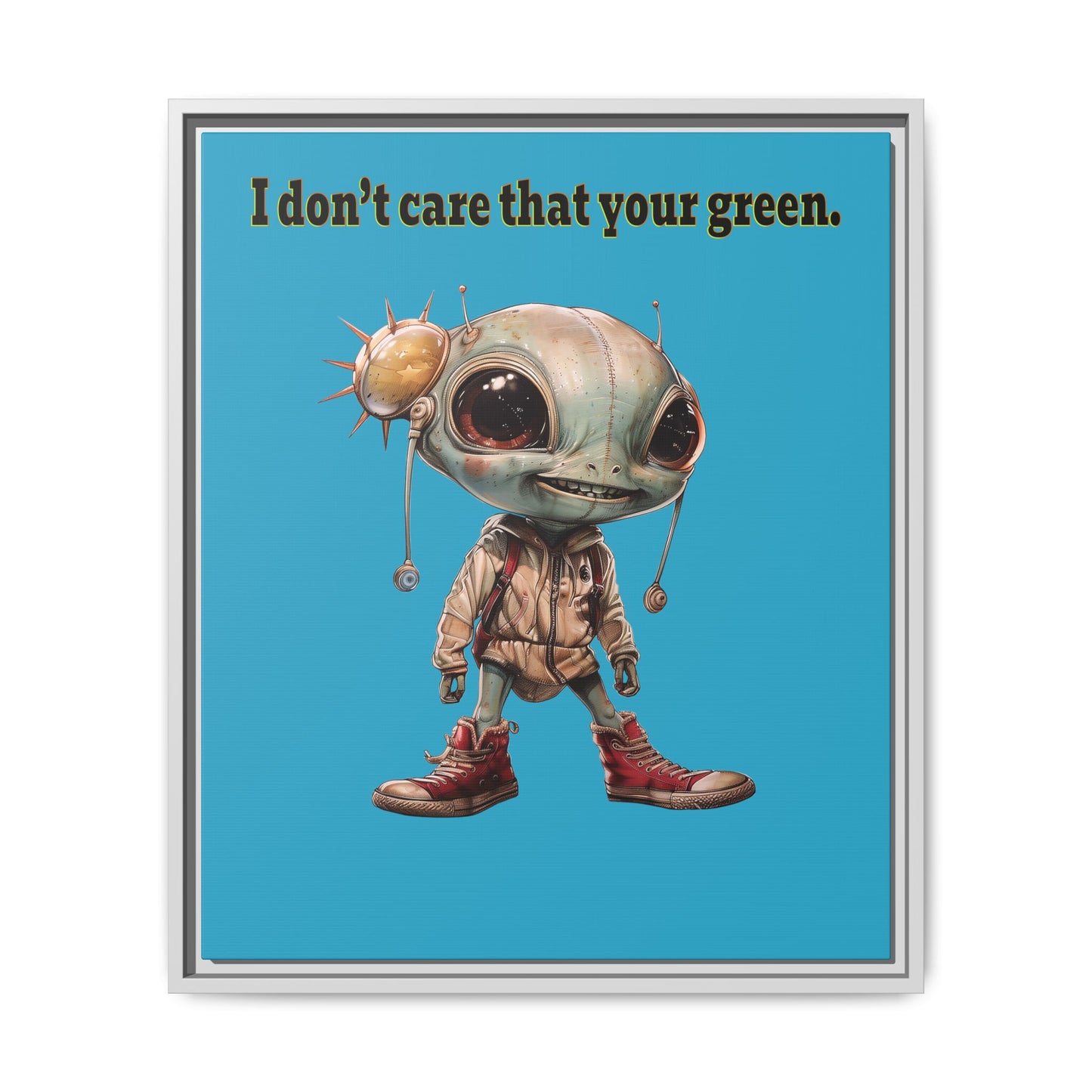 I don't care that your green - framed canvas art (turquoise)