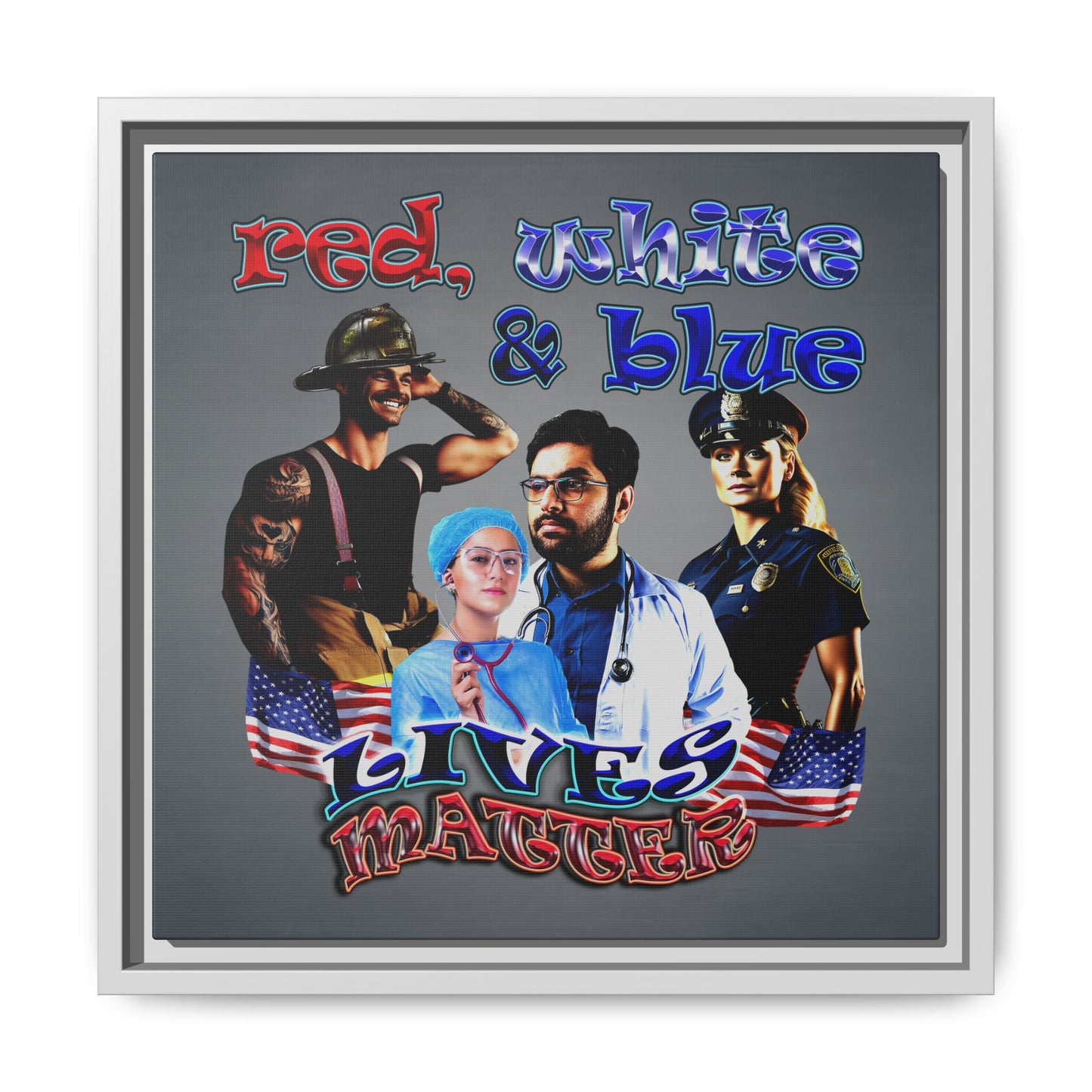 rw&b lives matter - framed canvas art (grey-light grey)