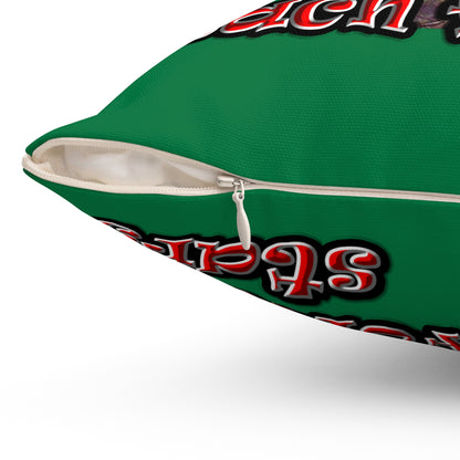 defy conquer reach - Spun Polyester Square Pillow - (dark green)