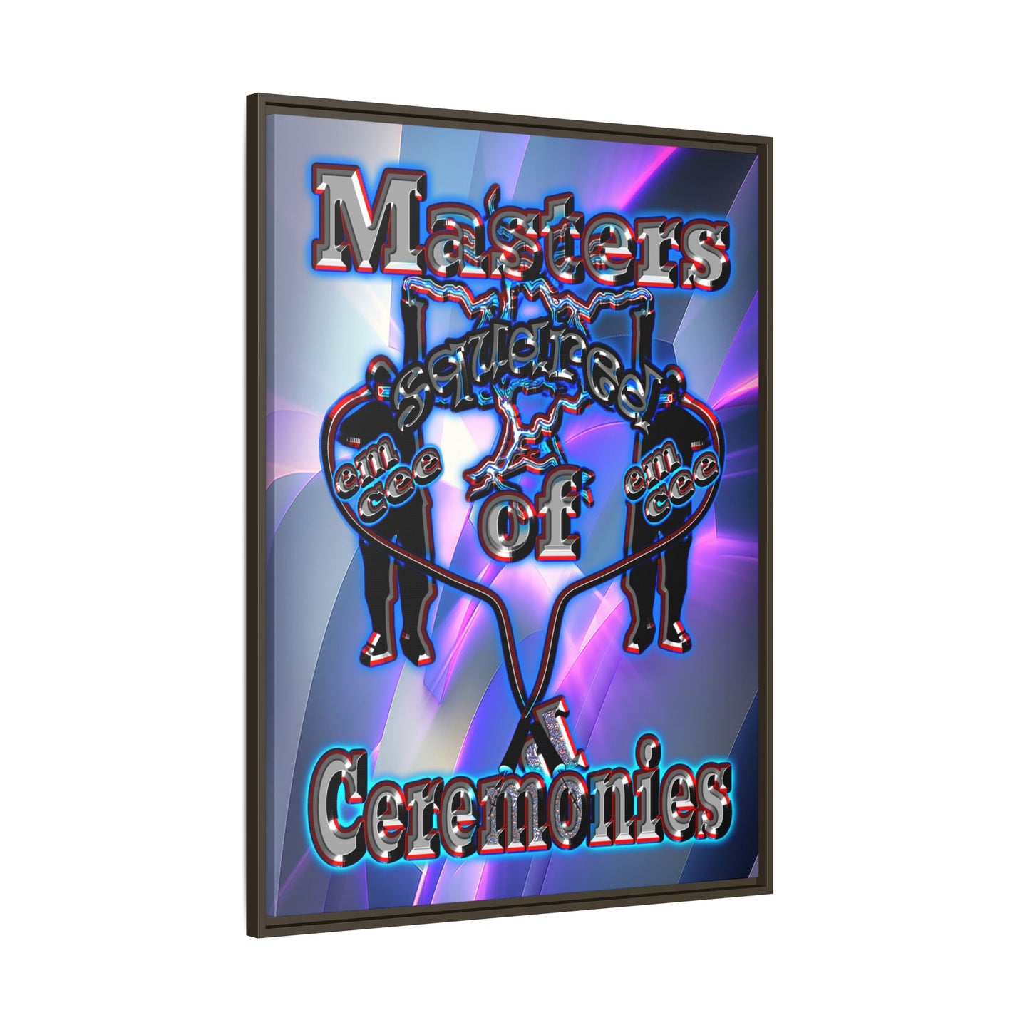 em cee squared - framed canvas art (grey-pink wave)