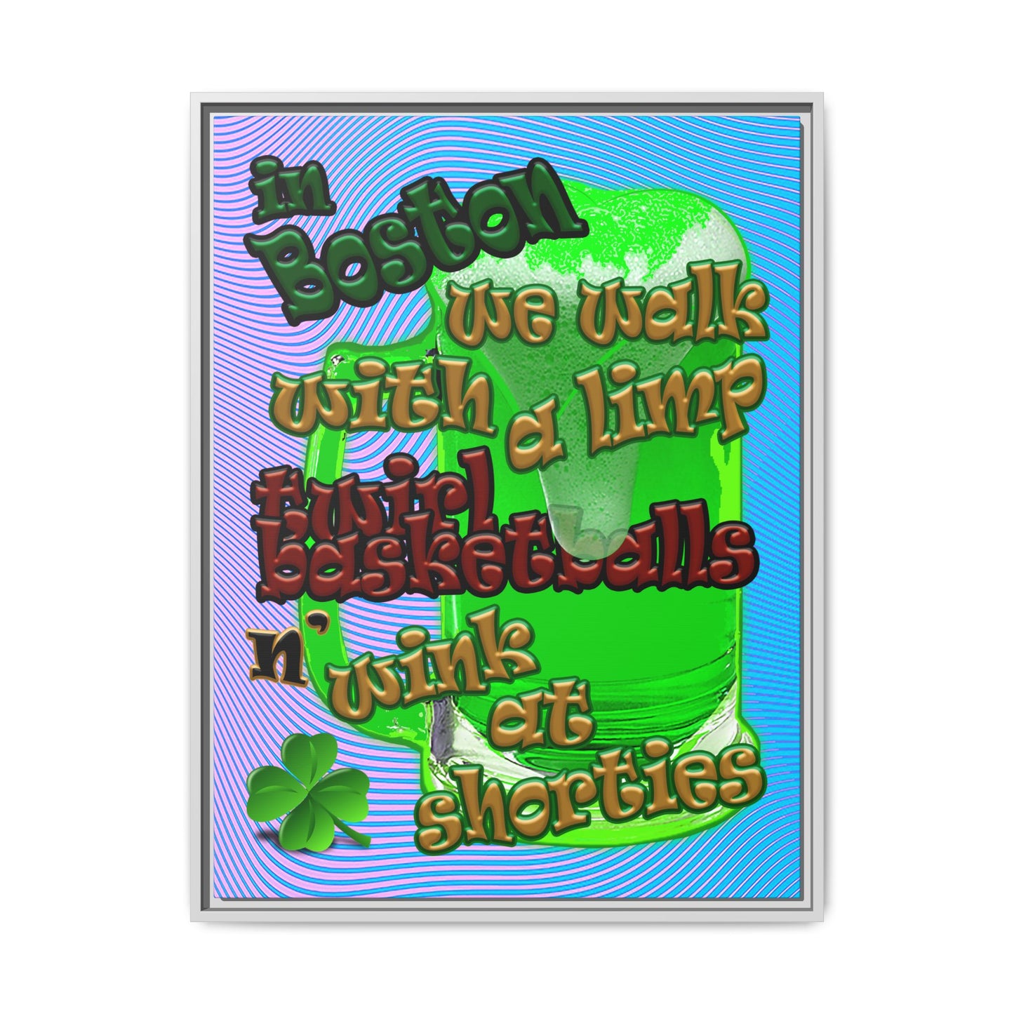 celtics logo - framed canvas art (light blue-purple wave)