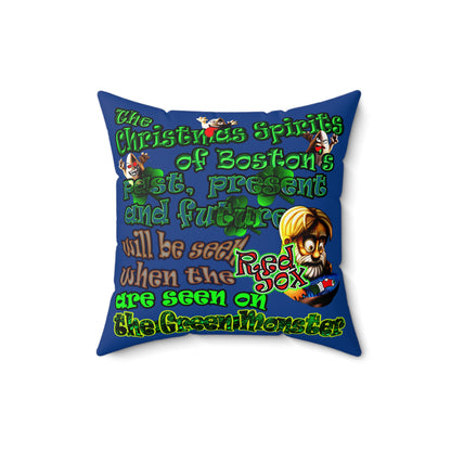 christmas spirits of boston - Faux Suede Square Pillow - (dark blue)