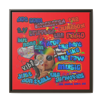 drop the beat - framed canvas art (red)