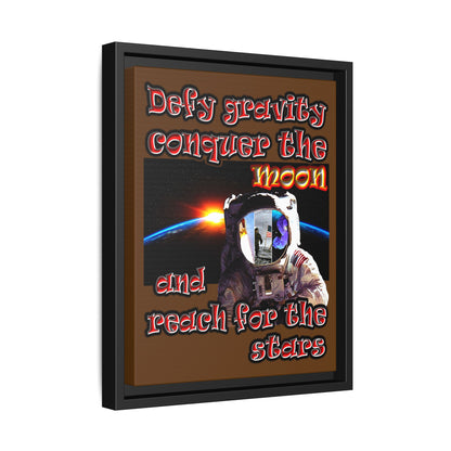 defy conquer reach - framed canvas art (brown)