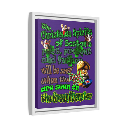 christmas spirits of boston - framed canvas art (purple)