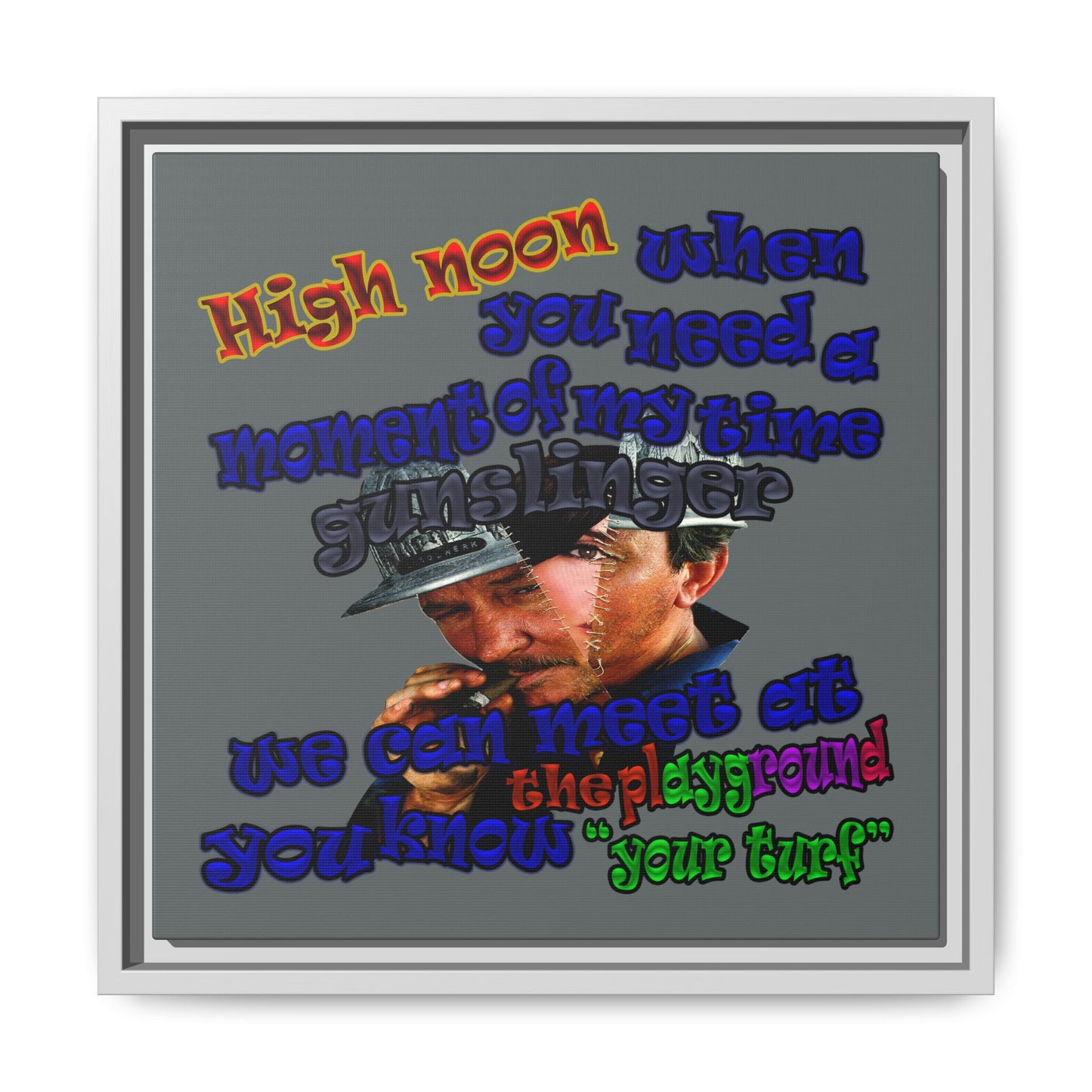 high noon - framed canvas art (dark grey)