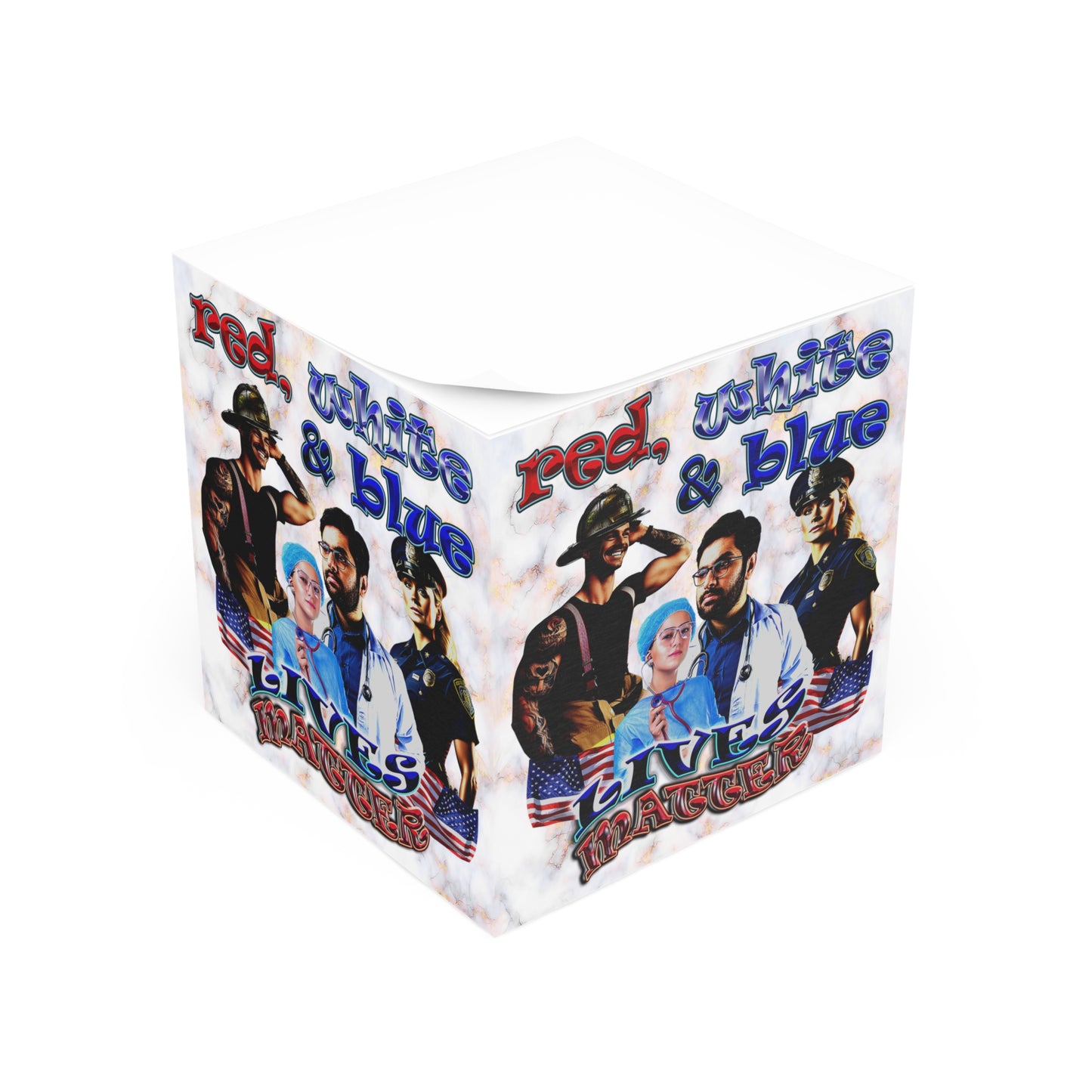 rw&b lives matter - note cube (white marble)