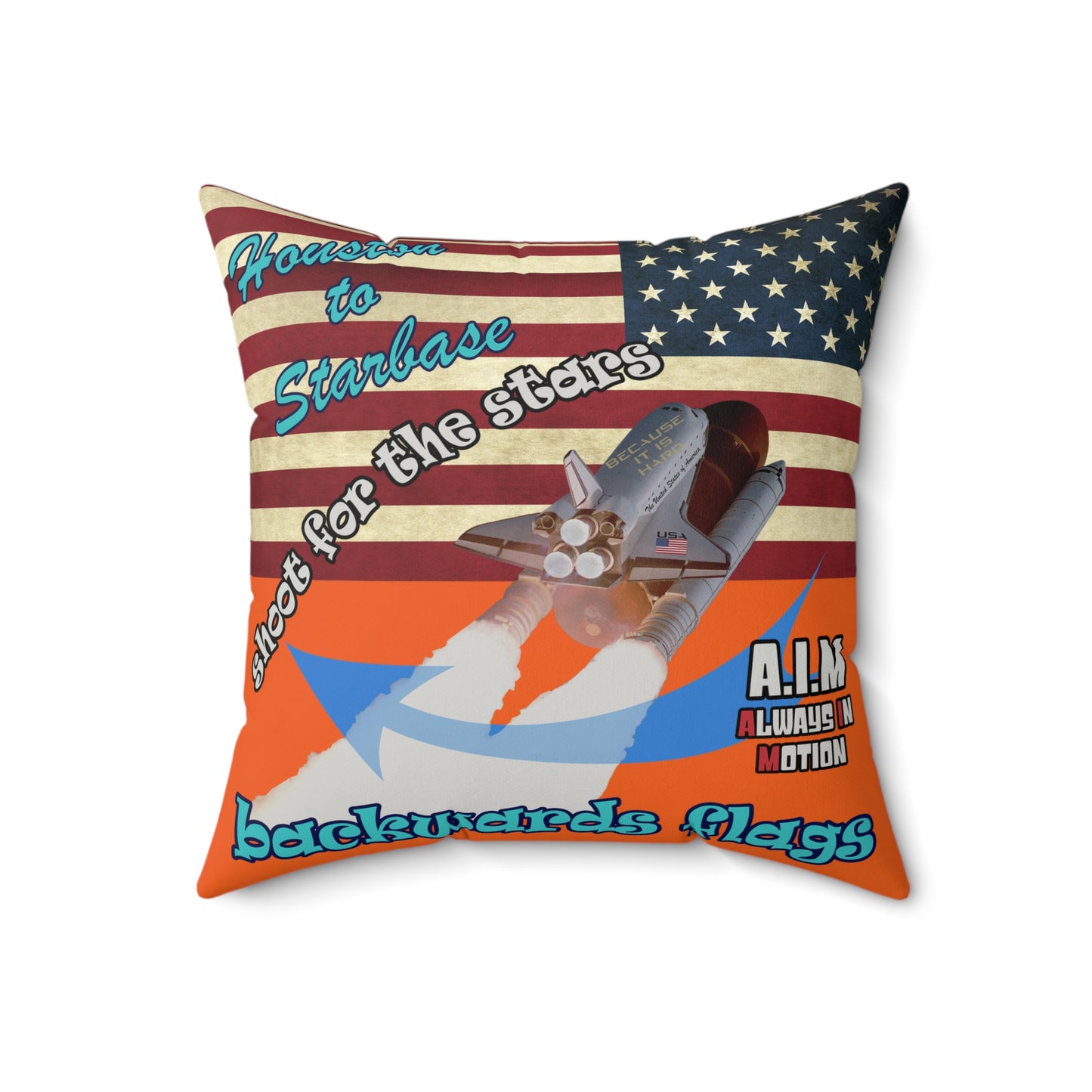 shoot for the stars - Faux Suede Square Pillow - (orange)