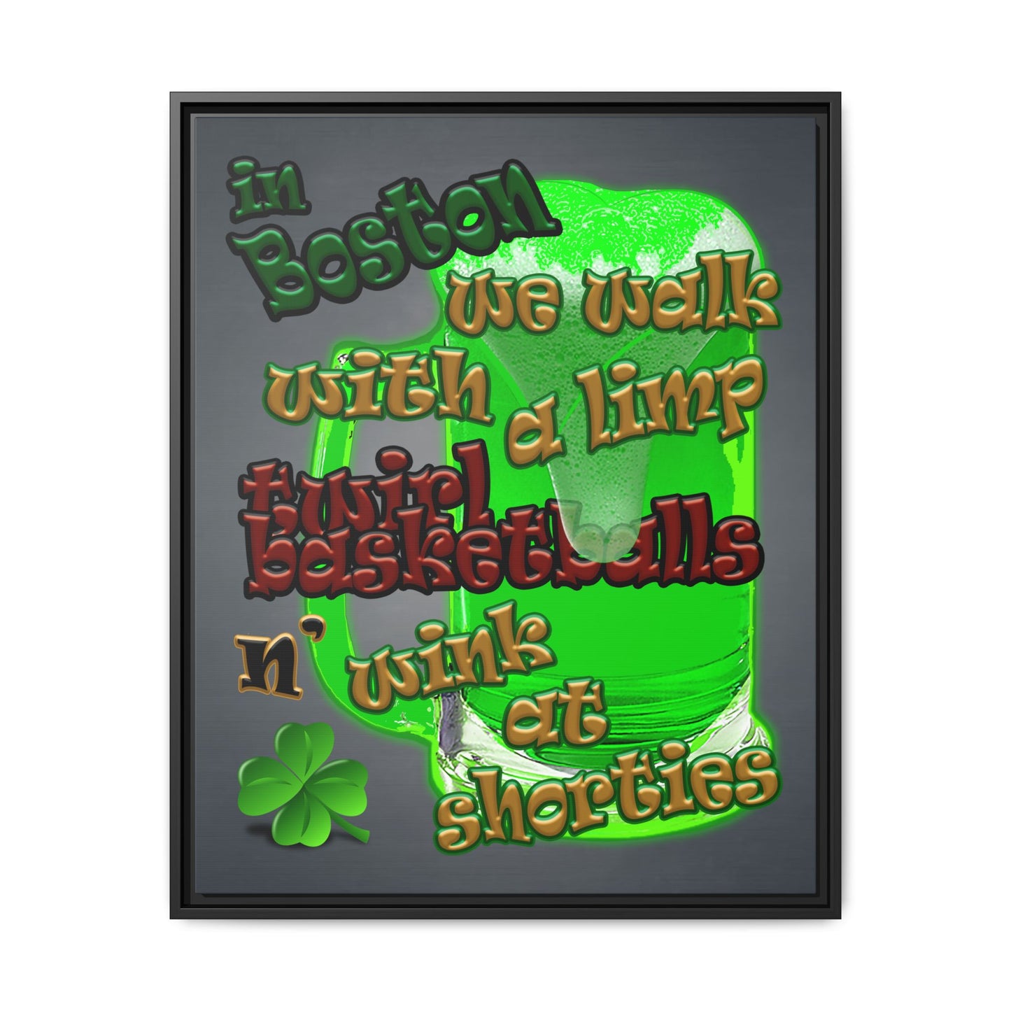 celtics logo - framed canvas art (grey-light grey)